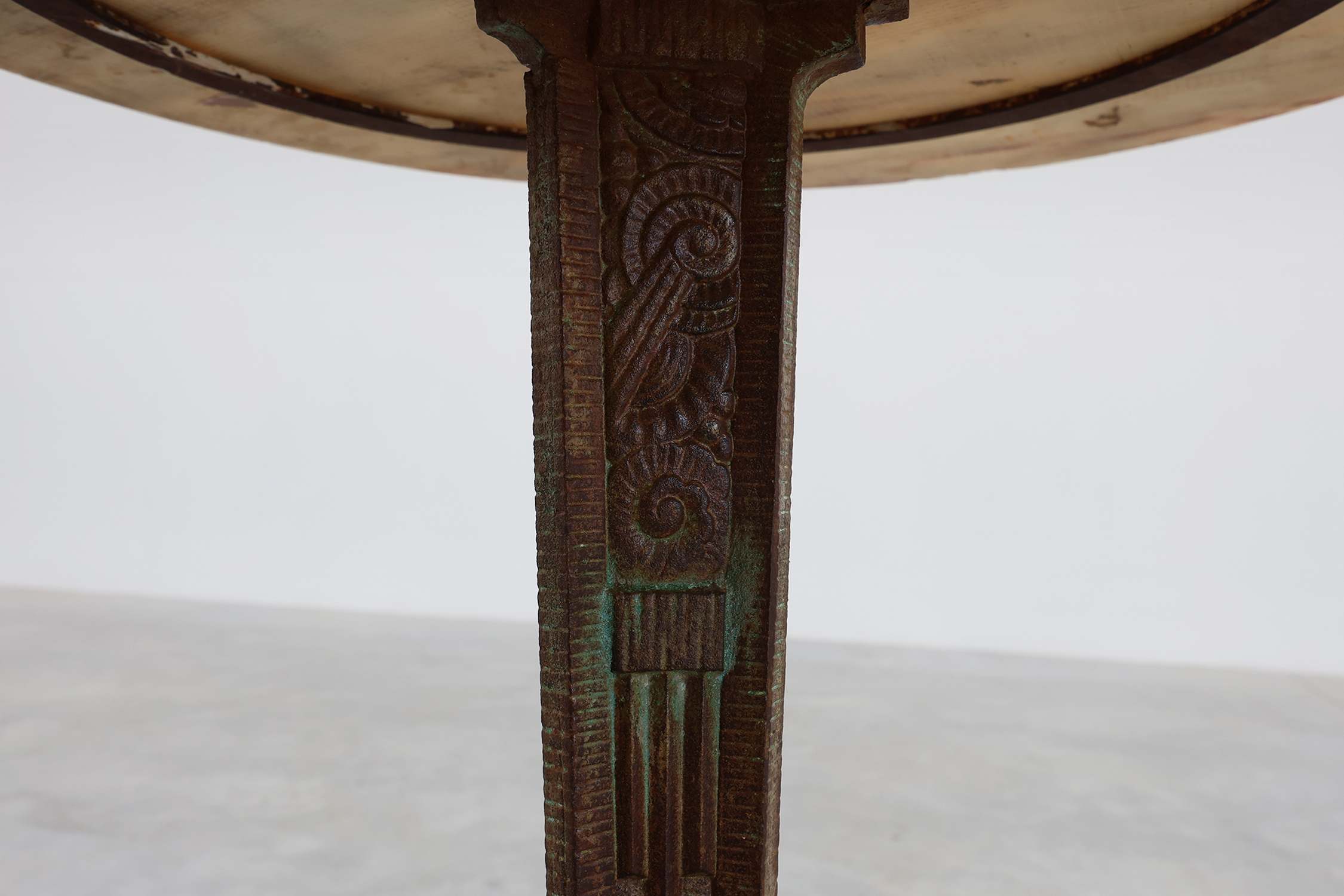 Art Deco bistro table in cast iron with marble top, France ca. 1925thumbnail